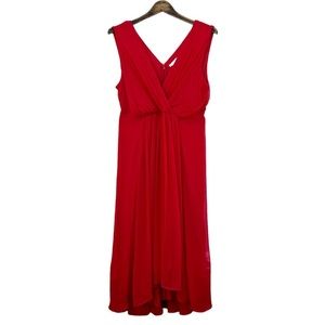 Soft Surroundings Charmonte Sleeveless Chiffon Dress Vibrant Red Size 4 Petite